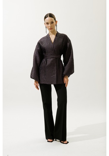 Jakar Organze Kimono Mor Mor