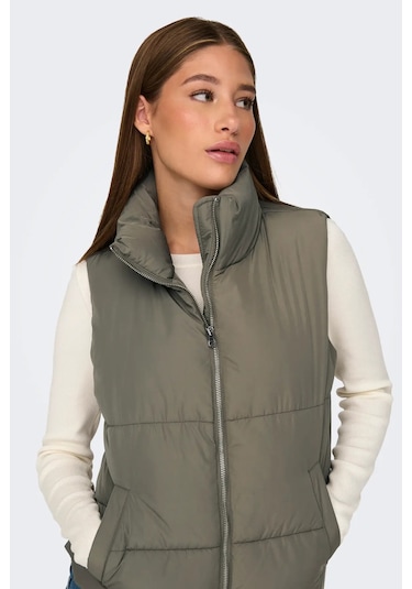 Jdy Kadın Jdynewerıca Dik Yaka Çift Cepli Şişme Yelek 15234210 Haki Haki