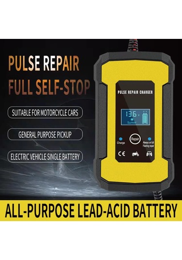 Symbee 12v Akıllı Tam Otomatik Pil Şarj Cihazı - Lcd Ekranlı, Araç, Çim Biçme Makinesi, Motosiklet, Tekne İçin