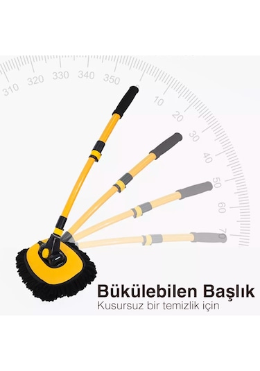 Ezere Ls-426 Teleskopik Araç Temizleme Fırçası Oto Yıkama Paspas Siyah.Sari