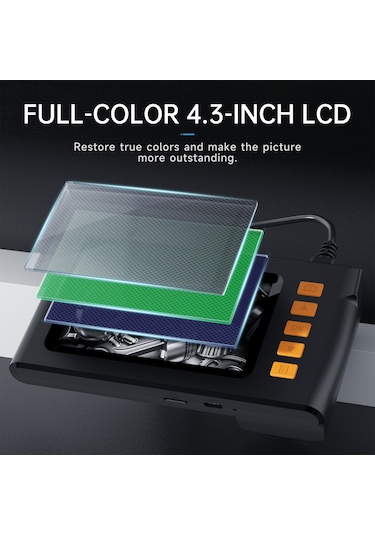 Geeksen Hd 1080p Endoskop Kamera 4.3'' Lcd 8 Led Ip67 Su Geçirmez 5m Sert Kablo