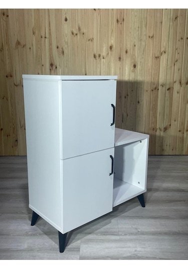 Beyaz 2 Kapaklı Açık Raflı Banyo Dolabı Beyaz