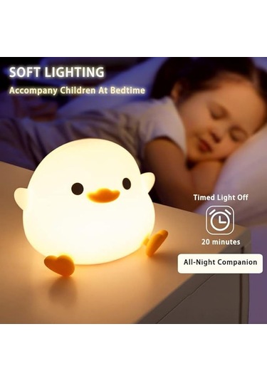 Springsun Çocuklar İçin Silikon Ördek Lamba, Dokunmatik Led Gece Lambası, Şarj Edilebilir, 2 Parlaklık Modu, Ev Dekorasyonu Ve Oyun Eşyası Diğer