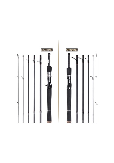 Lemestar Kompakt Seyahat İçin 6 Bölümlü 2.1m Karbon Fiber Ultra Hafif Spinning/casting Olta Kamışı Taşıma Çantasıyla