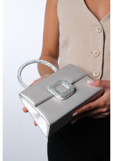 Valeria Sedef Saten Taşlı Kadın El Çantası Sedef