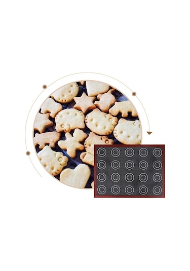 Delikli Silikon Pişirme Mat Yapışmaz Isıya Dayanıklı 40x30 Macaron Pasta Pedi Çok Renkli