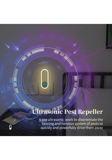 Suofeng Beyaz Amerika Standardı Ultrasonik Sinek Kovucu Led Gece Lambası Ev Kullanıma Otomatik Aydınlanma 2 Modlu 30-60 M² Beyaz