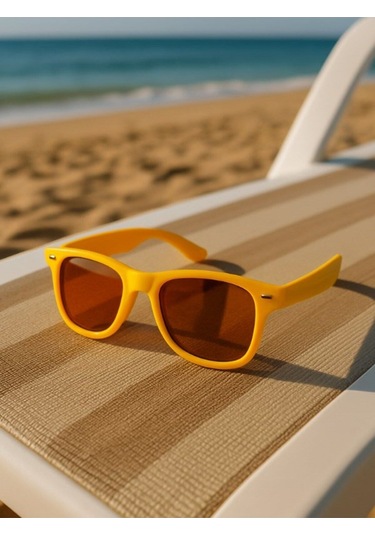 Sevimli Çocuk Sarı Güneş Gözlüğü Klipsli Çerçeve Kids Güneş Gözlüğü Uv 400 Korumalı Ce Belgeli Sarı