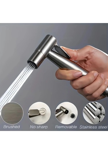 Xuweiwei 4 Parça Set Paslanmaz Çelik El Tipi Duş Başlığı Duş Seti Yüksek Basınçlı Nozul Ve Ayarlanabilir Su Akışı