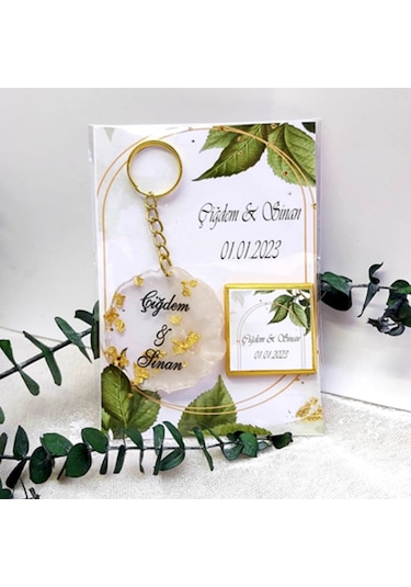 Epoksi Anahtarlık ve Çikolata Nişan Nikah Hatırası(25 Adet)