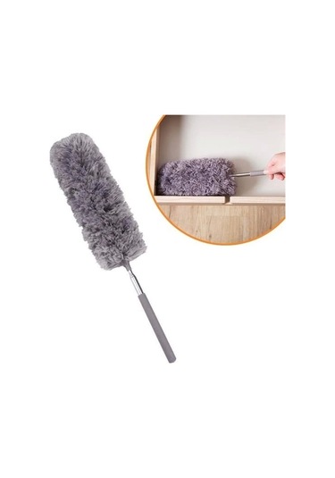140 Cm Teleskopik Uzatılabilir Mikrofiber Yumuşak Başlıklı Gri Toz Alma Fırçası Toz Püskülü Lisin Çok Renk