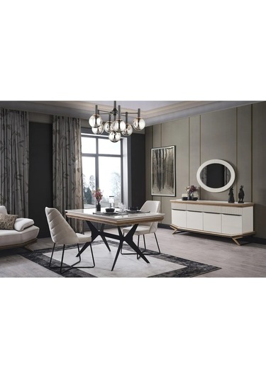 Elize Yemek Odası Takımı Yemek Masası + 4 Adet Sandalye Beyaz
