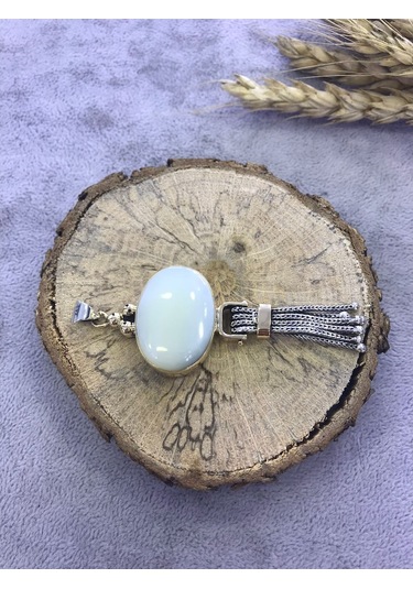 Sedef Taşlı Gümüş Kolye 925 Ayar Taş 512653736