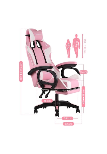Fashcolle Dynamic Pink Masajlı Oyuncu Koltuğu Pembe