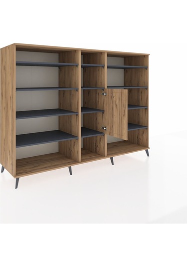 Kronos Dolap 12 Raflı Tek Kapaklı 220x59x163 Çam-çam/antrasit Çam-çam/antrasit