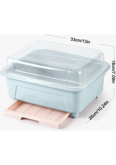 Pazly Kapaklı Plastik Bulaşık Kurutma Rafı - Mutfak Çatal Bıçak Tepsisi - Pembe Renk - Kullanışlı Mutfak Malzemeleri Pembe