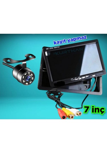 1 Adet Beyaz Ledli Kelebek Kamera 7'' Ekran Set Kayıt Yapmaz 12v