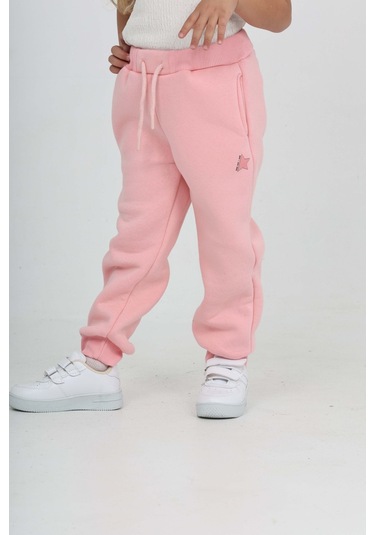 Toontoy Kız Çocuk Kabaran Yıldız Baskılı Eşofman Alt Pembe