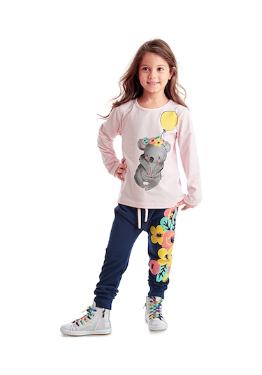 Denokids Mshb&g Balonlu Koala Kız Çocuk T-shirt Pantolon Takım Renkli Çok Renkli