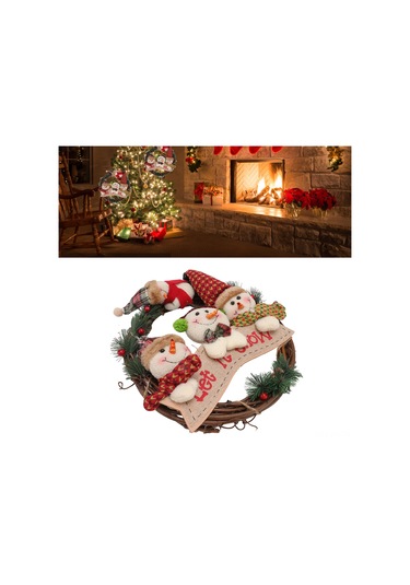 Kangvka Noel Kardeşleri Rattan Çemberi - Rustik Stil Ev Kapısı Pencere Dekorasyonu - Açık Renkli Noel Vibe Oluşturucu