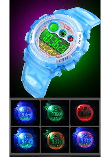 Yunboo Skmeı 1451 Çocuklar İçin Dijital Saat - 50m Su Geçirmez, Gösterge Işıklı, Alarmlı, Kronometreli Sporluk Öğrenci Kol Saati Pembe Çok Renkli