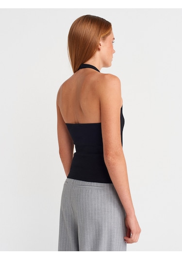 Dilvin 21162 Halter Yaka Top-siyah Siyah