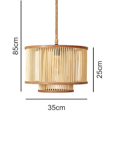 Rustik Serisi Firuze Bambu Sarkıt Avize Ahşap