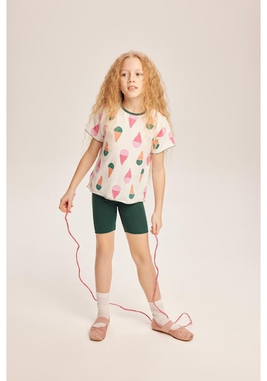 Luess Kız Çocuk Dondurma Desenli İkili Takım-yeşil Yeşil