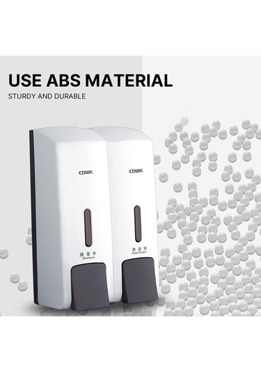 Dancemonkey 300ml 2 Duvar Tipi Abs El Sabunu Dispenser Şeffaf Pencere, Kilitli Giriş Tasarımı Ban Beyaz Beyaz