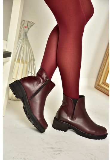 Fox Shoes J654011903 Bordo Hakiki Deri Kadın Bot Bordo-hakiki Deri Bordo