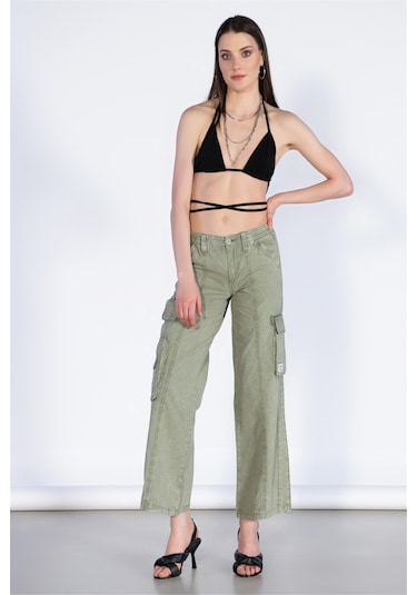Bpf Normal Bel Wide Leg Kargo Pantolon-haki Haki