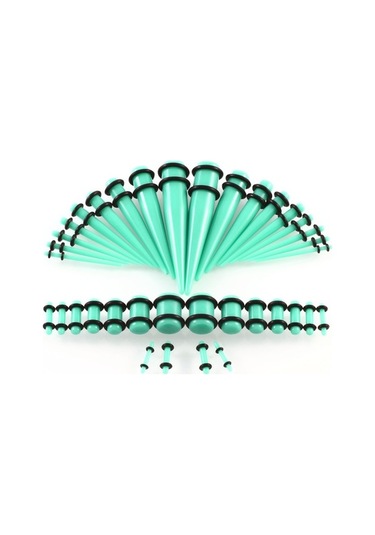 Flybuy 36 Adet Akrilik Kulak Genişletme Seti, 14g-00g, Nane Yeşili Unisex Yeşil