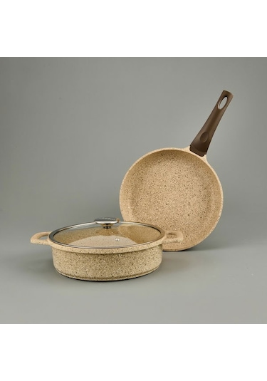 Amboss Montana 3 Parça Tava Seti - Bej - 26 Cm Bej