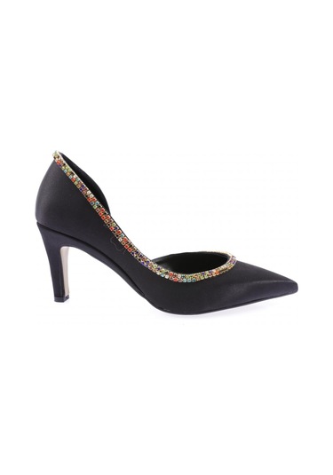 Dgn 1328 Kadin Transparan Detayli Stiletto 1328-2150-R1671 Siyah Saten Dgn 1328 Kadin Transparan Detayli Stiletto 1328-2150-R1671 Siyah Saten