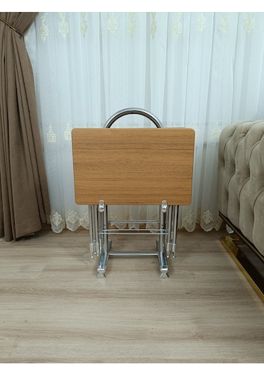 Çanta Zigon Sehpa,4'lü Sehpa, Zigon Sehpası, Mdf Mebran - Bambu