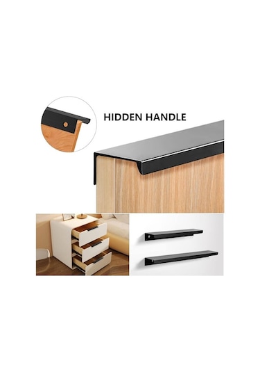 10 Adet Siyah Mutfak Kulpu, Görünmez Orta Yönlü Mobilya Kulpu, Alüminyum Kapı Tutacağı, Siyah Dolap Çekmece Kulpu 128 Mm/uzunluk 149 Mm