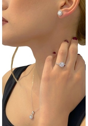 Sertifikalı Swarovski Özel Modeli Tektaş 925 Gümüş Set Takım