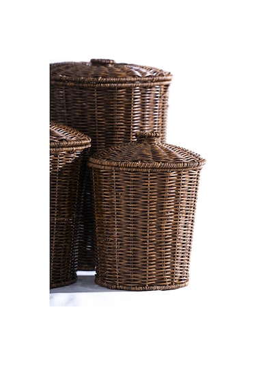 Nomad 3 Lü Kapaklı Hasır Sepet Seti