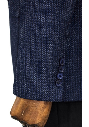 Wessi Kazayağı Desenli Lacivert Erkek Kruvaze Ceket - Wessi Lacivert