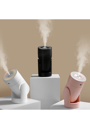 L09 Usb Takılabilir Döner Renkli Gece Lambası Nemlendirici Pembe