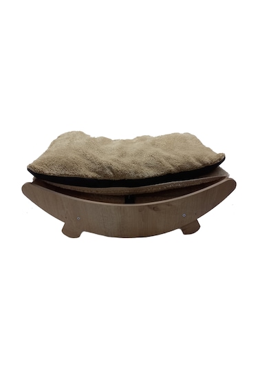 Optimal Ahşap Kedi Köpek Gondol Sallanır Yatak 50 x 30 CM + Minder