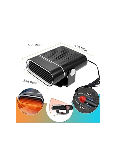 Dancemonkey Lichen Araç Isıtıcı, Araç Plug-ın Isıtıcı, Araç Taşınabilir Cp Siyah