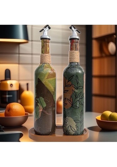 Modern Tasarımlı Kadın Desenli Renkli 750 Ml Zeytinyağı Sıvıyağ Ş