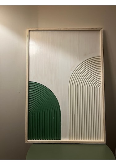 Cıgılwood Green Beıge Belt Ahşap Bohem Tablo