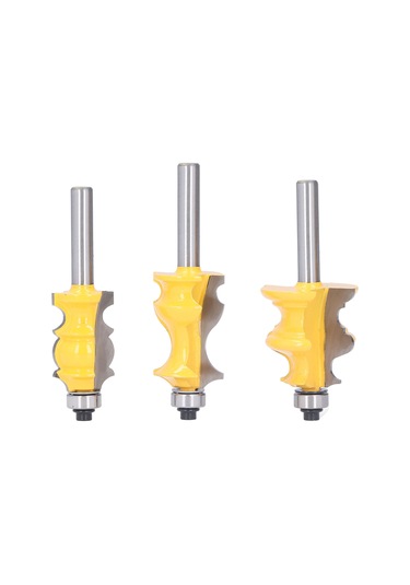 Padalink 8mm Saplı 3'lü Mimari Profil Freze Ucu Seti - Ahşap, Levha Kesimleri İçin Keskin, Dürtüsüz Ve Hassas İşler