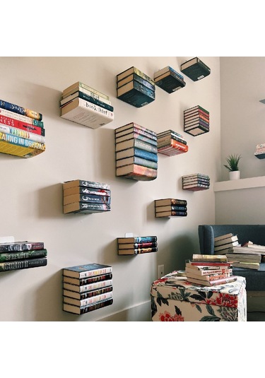 Görünmez Dekoratif Duvar Kitaplığı Metal Dayanıklı Kitaplık 2 Ad