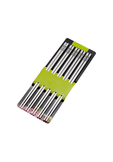 Dianziye 304 Paslanmaz Çelik Isıya Dayanıklı Kaymaz Çubuk Çatal, Gümüş Renk, 5 Çift Basit Paket Diğer