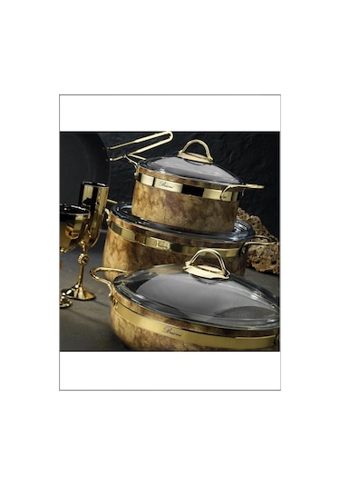 Brioni RSBG-11101 Royal Stone 7 Parça Tencere Seti Kaplangözü&Altın