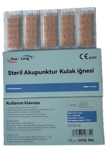 Akupunktur Kulak İğnesi Bantlı 0.22x1.7mm 10 Kutu 1000 Adet