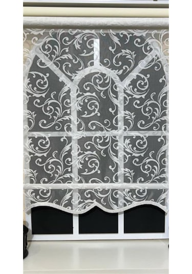 Çift Mekanizmalı Ekru Beyaz Tül Perde Ve Ekru Stor Perde Stb45251-v01